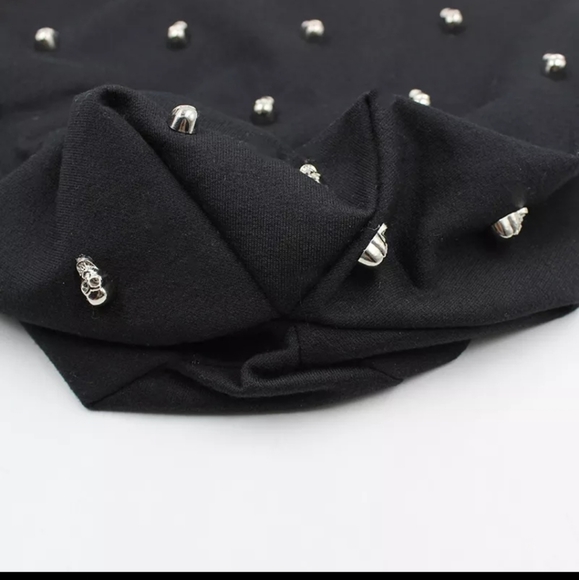 Black Punk goth skull beanie skull cap - Picture 5 of 6